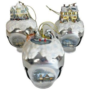 3 The Ashton Drake Galleries Thomas Kinkade Sleigh Bell Ornament Collection 2006